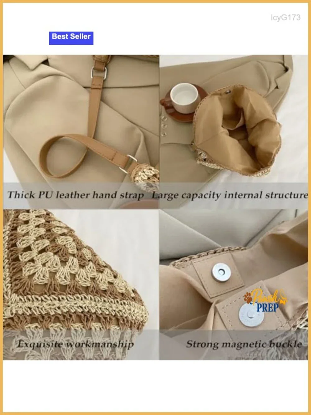 Straw Hobo Bag Woven Beach Tote with Lining Large Summer Shoulder Purse